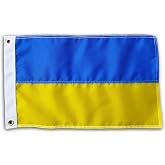 US Flag Factory - 12x18 Inch Ukraine Flag (Sewn Stripes) Outdoor SolarMax Nylon (No Seal) - Premium Quality - 100% Made in America (Grommets)