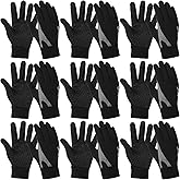 Suhine 9 Pairs Kids Winter Gloves Warm Anti Slip Waterproof Gloves Cold Weather Touchscreen Gloves Warm Sport Mitten for Boys Girls 6-13 Years, Black