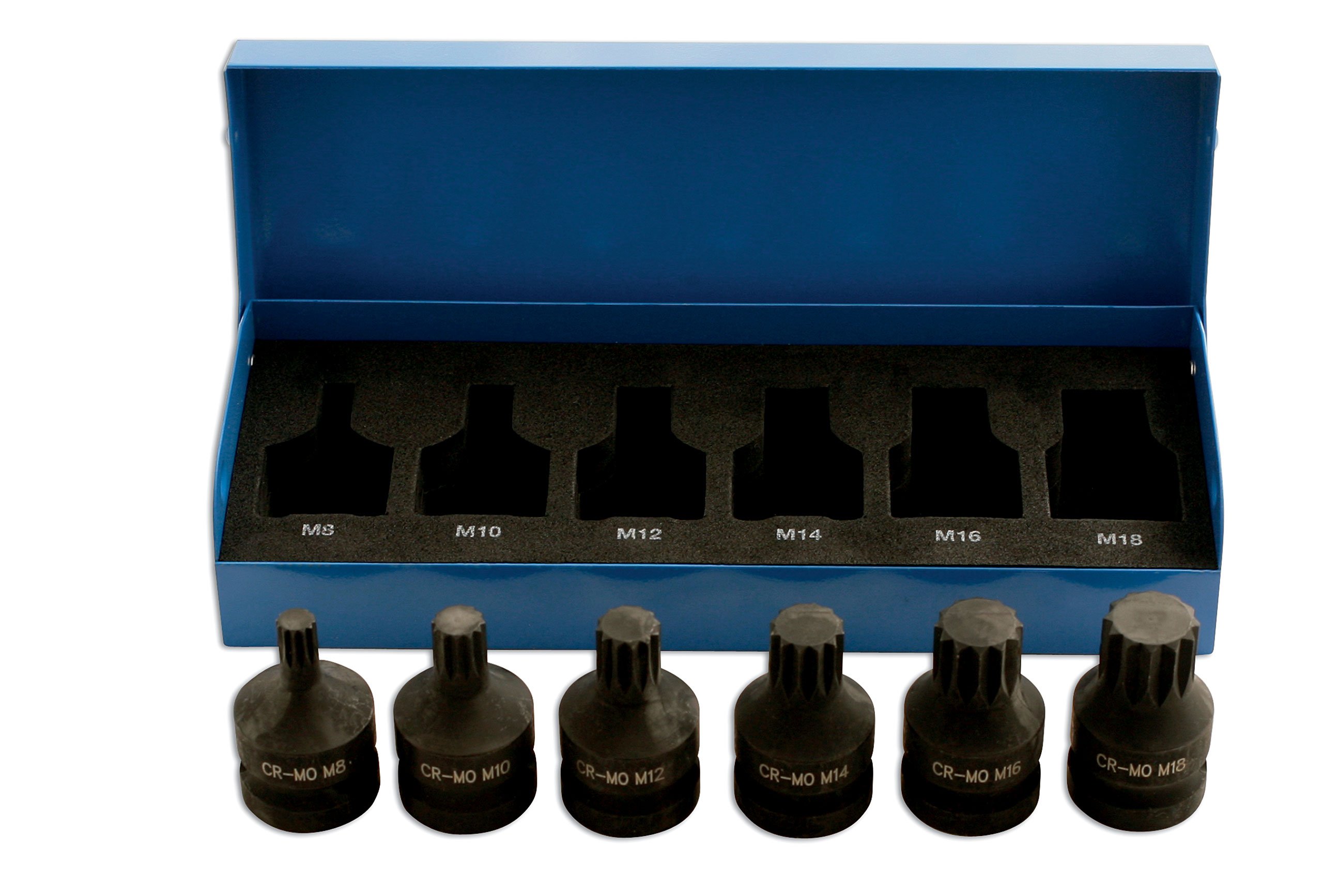Laser 4939 Impact Spline Socket Bit Set 1/2"D 6pc