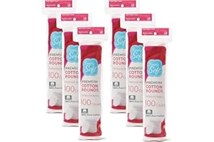 Medline Simply Soft Simply Soft Premium Cotton Rounds, 100% Pure Cotton, Absorbent Cotton Pads, 100 Count (Pack of 6)