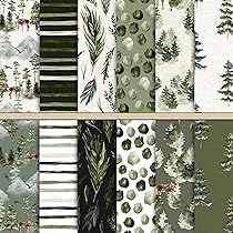 Papel Scrapbook Floresta Aquarela - 24 Folhas 30x30cm Verde Natal