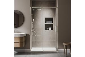 Comfystyle 44"- 48“ W x 74" H Sliding Shower Door, Glass Shower Glass Door with 5/16"(8mm) Clear SGCC Tempered Glass,Brushed Nickel Finish, Reversible Installation