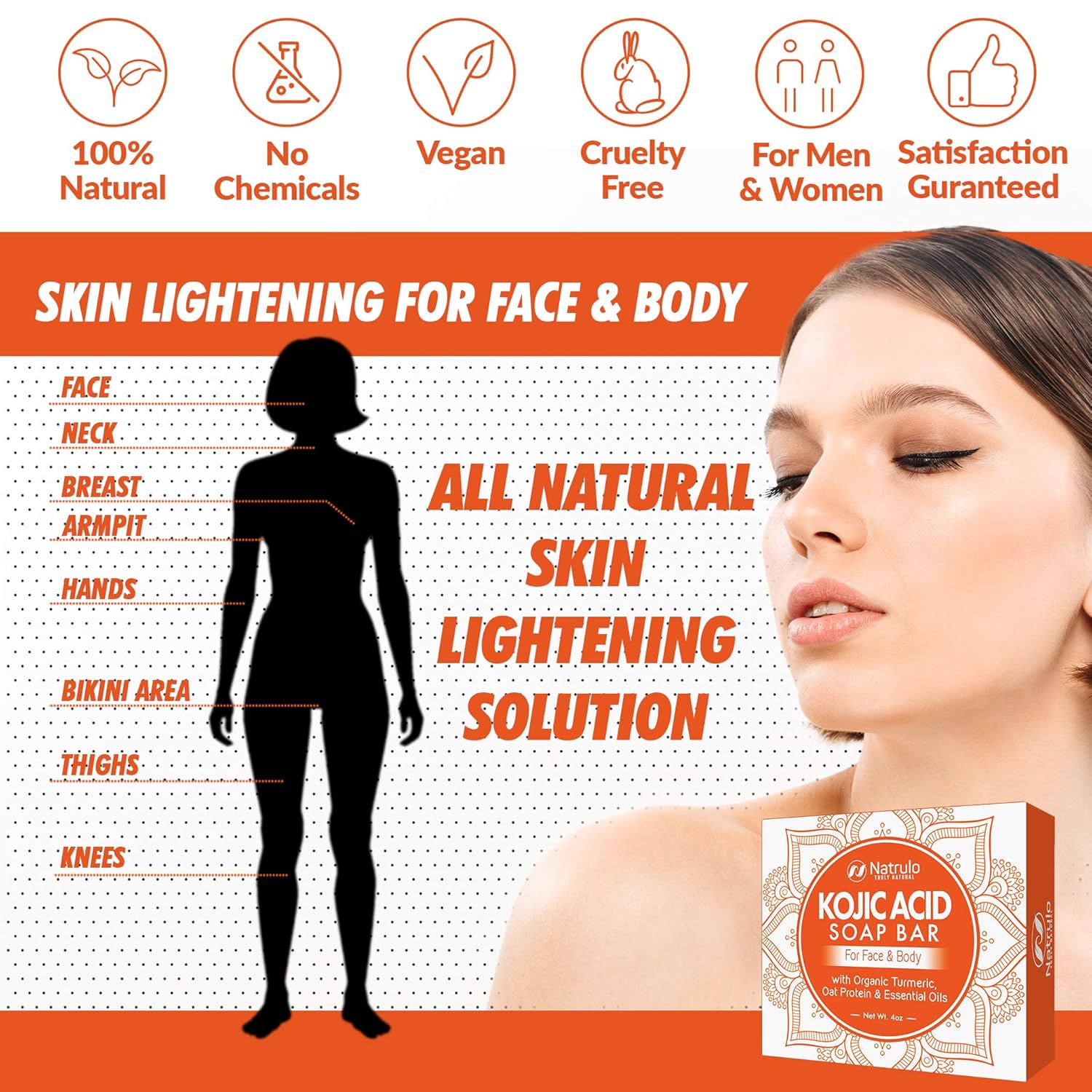 Kojic Acid Soap Face & Body Wash – Natural Brightening, Lightening Skin Cleanser Dark Spot Corrector Acne Scar Remover with Turmeric, Oat Protein & Essential Oils – Brightens, Lightens the Whole Body: Beauty