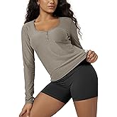 ODODOS Women's Long Sleeve Henley T-Shirt – Ultra Soft odSTRATUM Tech Tee, UPF 50+ Button V-Neck Top