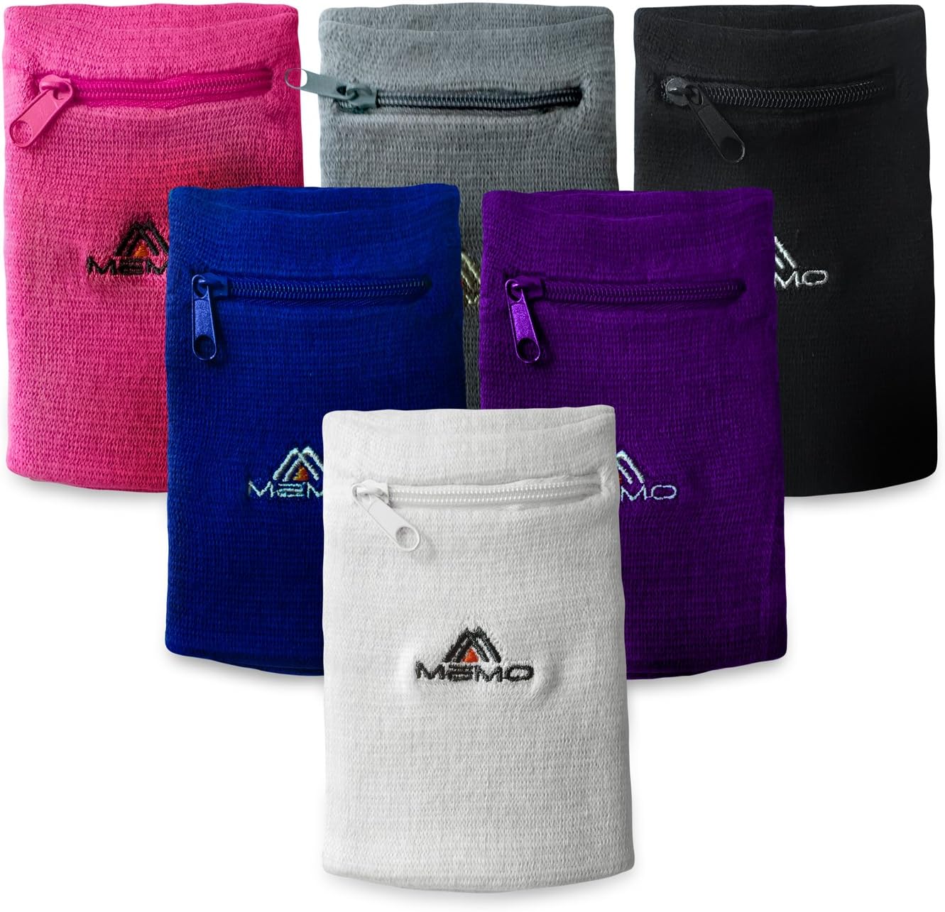 MEMO Athletics Multi-Colored Zipper Sweatband Wristband