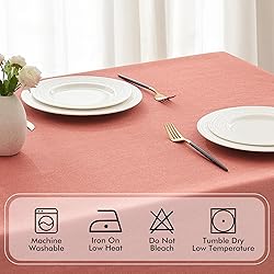 MIULEE Pink Polyester Linen Rectangle Tablecloth