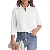 J.VER Women's Button Down Shirt Long Sleeve Solid Dress Shirts Chiffon Work Office Blouse Fashion Formal Business Casual Tops