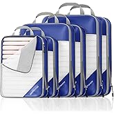 NICOSHOW Compression Packing Cubes 6 Set, Compressible Space-Saving Packing Cubes for Travel - Compression Bags, Luggage Organizer, Travel Essentials for Women, Royal Blue