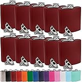 6 oz Stainless Steel Hip Flask w/Flask Funnel for Men & Women - Powder Coated Hip Flask Gift Sets, Groomsmen, Bridesmaids, Wedding Party Whiskey Flask, Clear Water Home Goods (Matte Maroon, 10)