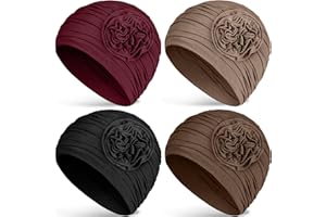 JenPen 6 Pcs Cotton Chemo Headwear for Women Turban Soft Cancer Head Scarf Hats Beanie Elastic Hair Wraps Gift for Christmas