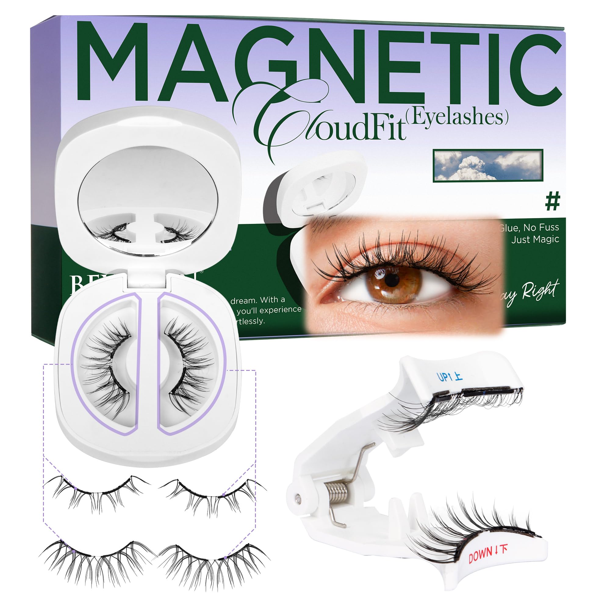 Photo 1 of BEYELIAN Magnetic Eyelashes with Applicator Kit, Reusable Natural Look False Lashes, No Glue Needed Soft Magnetic Lashes for Eye MAGIC-27 (Lightweight & Comfortable)