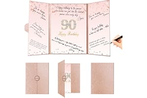 Crenics Rose Gold 90th Birthday Party Decorations, Creative 90th Birthday Guest Sign in Book Alternative, 90th Birthday Signature Book 12" x 18", Great 90 Years Old Birthday Gifts for Women