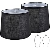 Black Bedside Lamp Shades Set of 2 Replacement, Fabric Medium Lampshades 13
