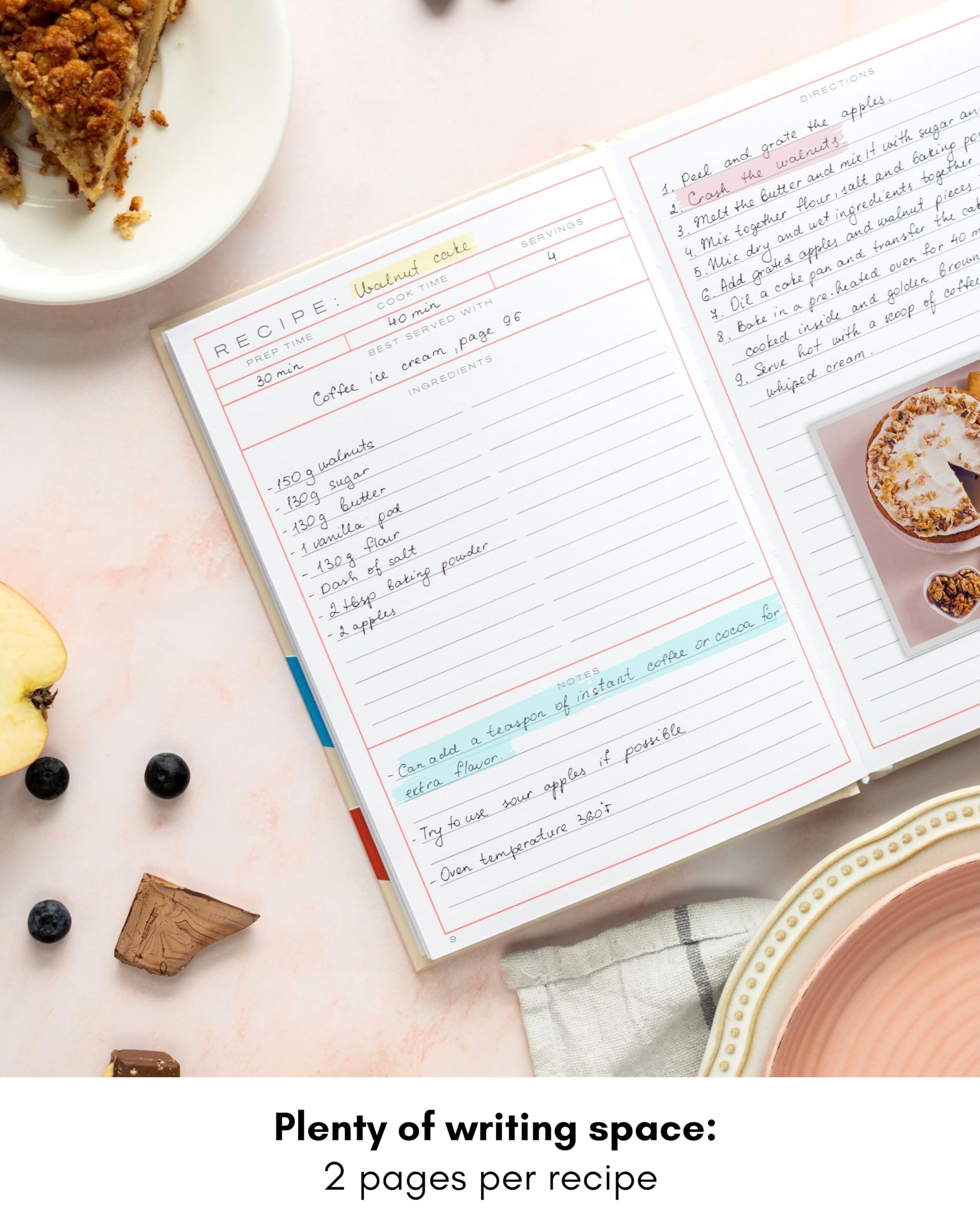 Lamare Blank Recipe Book to Write in Your Own Recipes – Cute DIY Cookbook & Recipe Journal – Perfect Blank Recipe Notebook for Family Keepsakes