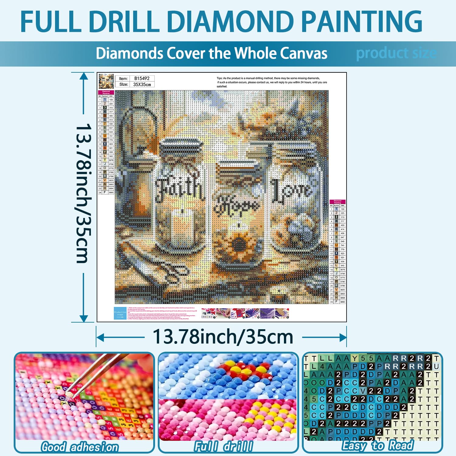 TOPMCYSG Faith,Hope,Love Diamond Art Kits for Adults,Inspirational 5D Diamond Painting Kits for Beginners,DIY Paint with Round Full Drill Diamond Dots Gem Painting for Adults,Home Decor 13.78x13.78 in