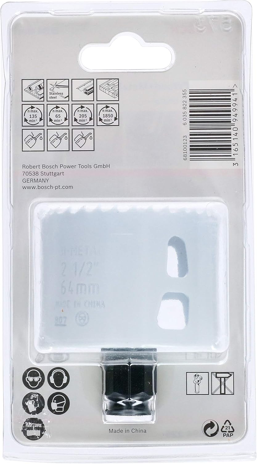 BOSCH Bi-Metal Hole Saw (for Wood and Metals 8% Cobalt Alloy, Progressive Tooth Design, diameter 64 mm, Accessory Drills) - Image 4
