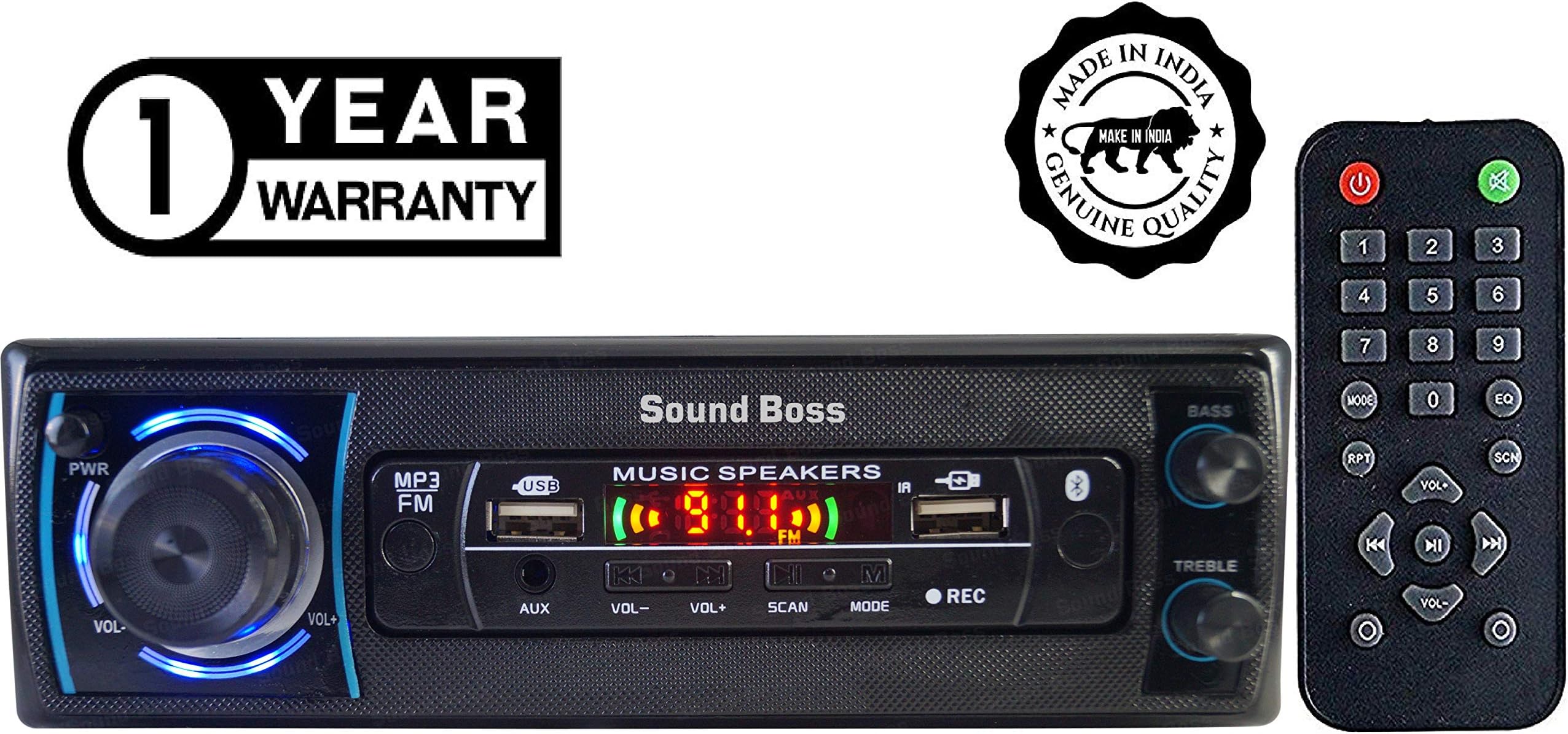 SoundBoss Double USB/Bluetooth/SD/AUX/FM/MP3 Charge pro+ Car Stereo (Single Din)