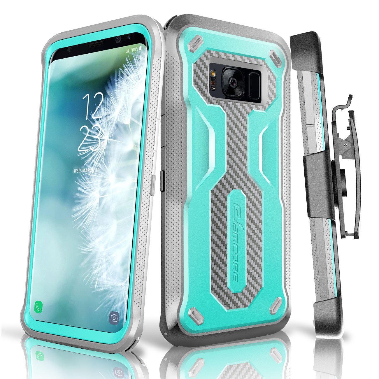 Galaxy S8 Rugged Case, eSamcore Samsung Galaxy S8 Slim Protective Case with Heavy Duty holster [Without Built in screen protector] 5.8 Inch [2017 Release] [MINT GREEN/GREY]