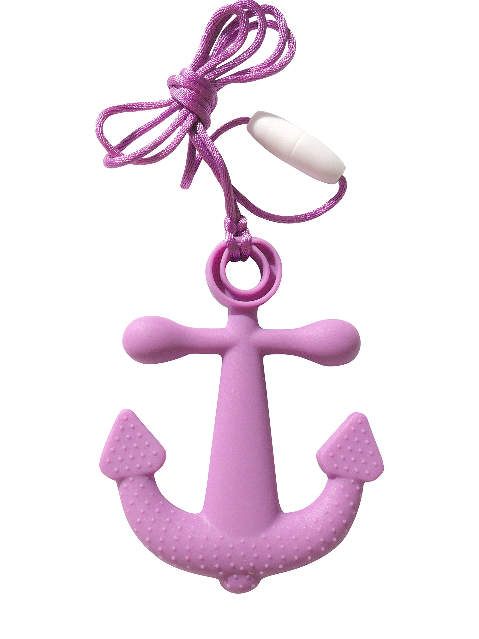 MilkMama Sea Ship Anchor Silicone Teether Soother Teething Sensory Chewy Chewelry BPA Free With Chord and Breakaway Clasp, 5 Colours (purple)