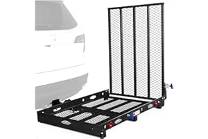 Silver Spring Steel Mobility Scooter & Wheelchair Carrier w/ 42-Inch Folding Ramp – 500 Pound Capacity Hitch Mount for Class III or IV 2-Inch Receiver