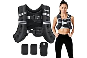 PACEARTH Weighted Vest,6lb/8lb/10lb/12lb/16lb/20lb/25lb/30lb Weight Vest with Reflective Stripe, Body Weight Vests for Women, Men, Weight Loss Workout, Strength Training, Running, Walking, Jogging