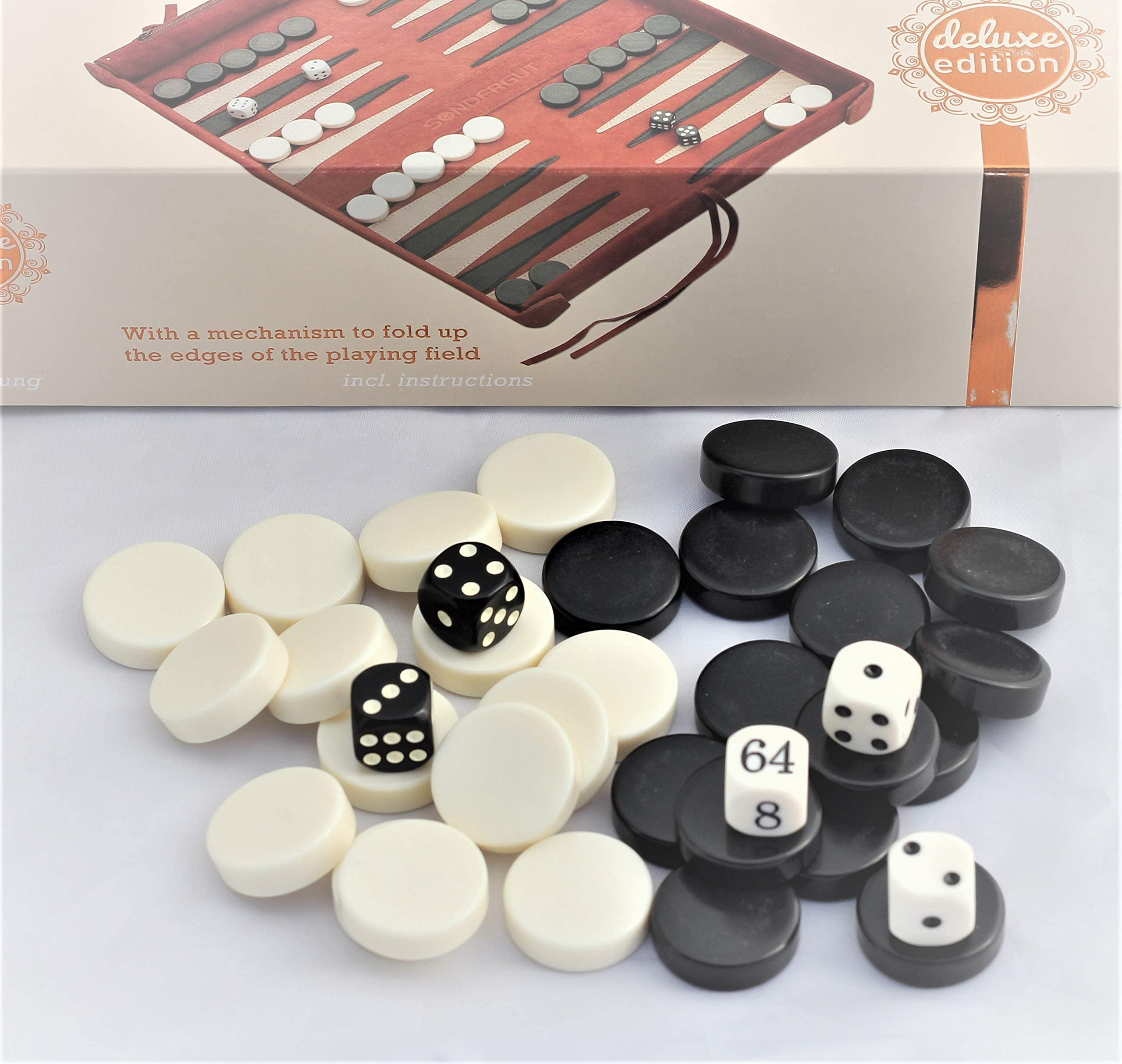 Sondergut Deluxe Backgammon Playing Stones - Replacement Draught Pieces- Regulation Size 1 Inch (2.5cm) Checkers, Melamine Stones, Counters - for Travel Games, Standard Game Boards, Etc…