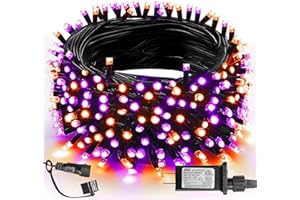TW SHINE Halloween Lights, 200 LED 66FT Outdoor Halloween Lights Plug in with 8 Modes, Waterproof Light Outdoor, Indoor Decorations for Party Yard Haunted House Decor, Orange and Purple