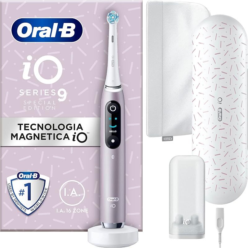 iO 9 Spazzolino Elettrico Ricaricabile, 1 Testine di Ricambio, Rosa