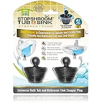 StopShroom Tub 2 Pack Universal Stopper for Bathtub and Bathroom Sink Drains, Black Plug 2pk, 2 Count
