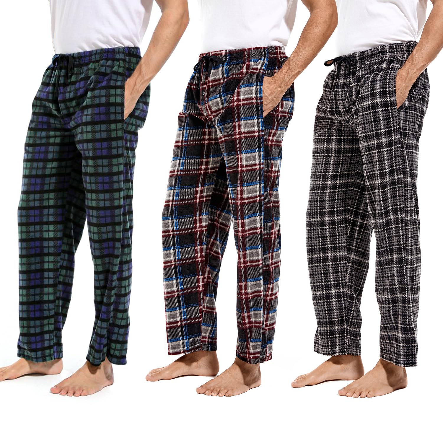 DG Hill Fleece Pajama Pants - Pajamas for Men Winter PJS Sleepwear with Pockets - PJ Bottoms Flannel Sleep Lounging Pants Winter PJS Image
