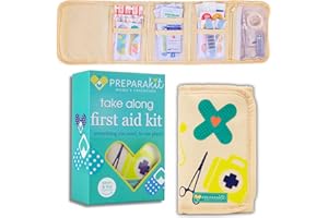 PreparaKit Travel First Aid Kit for Kids - Mini First Aid Kit for Car, Purse, Backpack, or Diaper Bag - 75 Piece Travel Medicine Kit Includes All Essential Medical Supplies - TSA-Approved (Kid Joy)