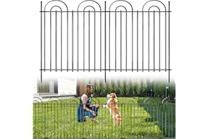 25 Panels No Dig Decorative Garden Fence, 24in(H) X 50ft(L) Tall Dog Fence Outdoor for Yard, Rustproof Metal Wire Garden Fenc
