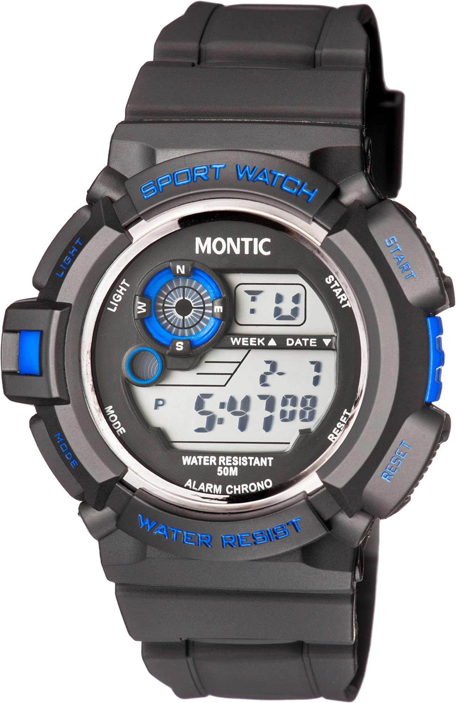 Mens Multi-Function Military Style Watch - 50M Water Resistant – Boy’s Digital Quartz Sports Watch with LED Backlight Display – Alarm Chrono - Ideal for Adventurous, Sporty & Active Men