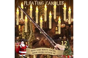 SOONEEDEAR Christmas Decor, Harry Floating Battery Operated Flameless Hanging Candle Lights with Potter Magic Wand Remote, Floating Candles with Remote, Hanging Decor for Classroom Birthday Party Church
