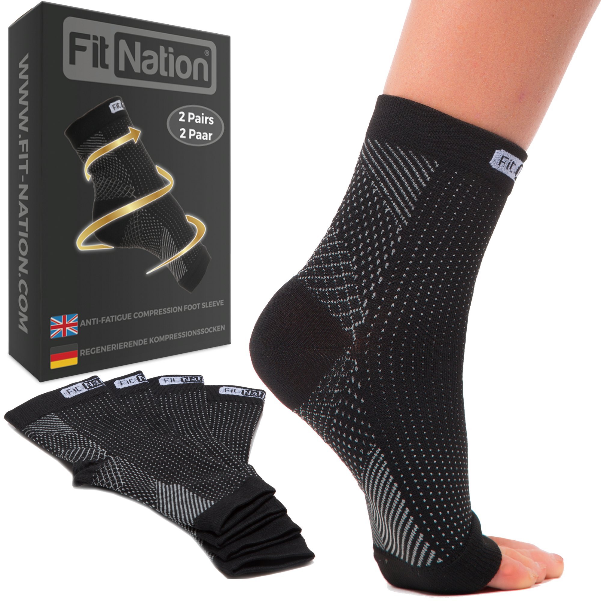 FIT NATION Plantar Fasciitis Socks (2 Pairs of Compression Socks Per