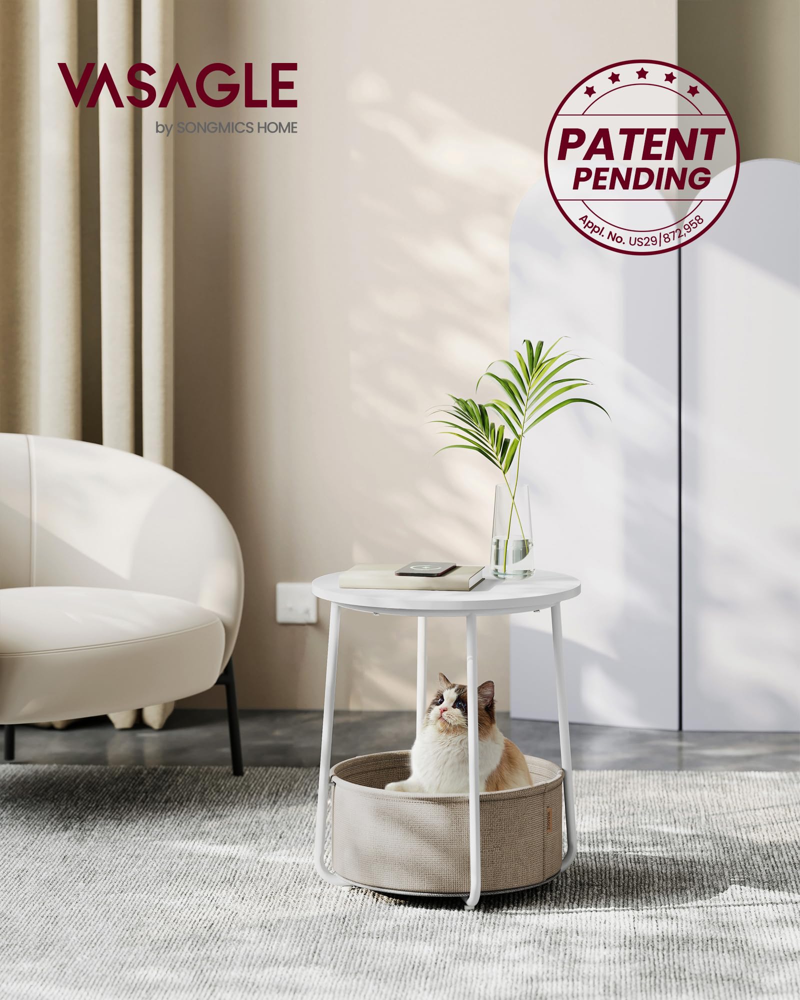 VASAGLE Round Side Table