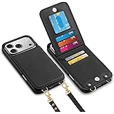 Vofolen for iPhone 17 Pro Max Case Wallet with Card Holder Crossbody Adjustable Strap Magnetic Clasp Heavy Duty Protective Leather Flip Phone Cover for iPhone 17ProMax for Women, Black