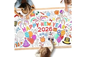 Gatherfun Giant Coloring Poster for Classroom Wall - Versatile 31.5 x 72 Inches Happy New Year Activity Poster/Table Cover, School Parties, Happy New Year Party and Special Events Decoration