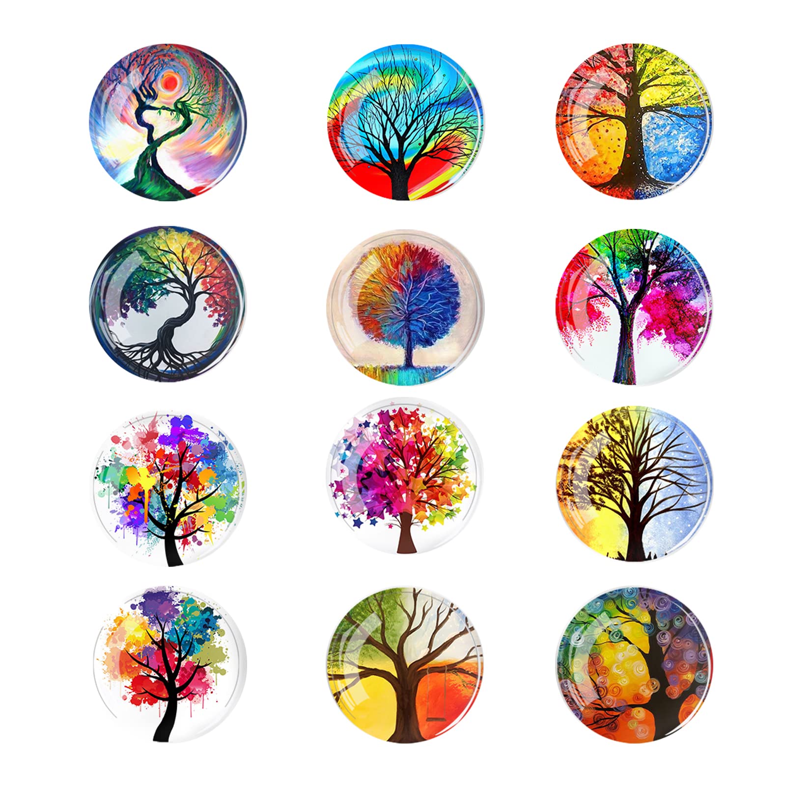 FuninCrea 12 Pack Tree of Life Fridge Magnets 3D Glass Notice Board Office Magnets Set Aesthetic Tree of Life Small Fridge Magnets Decorative Refrigerator Magnets for Home Office Whiteboard (01#)