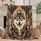 Indian Wolf Blanket Wolf Fleece Throw Blanket Super Soft Fuzzy Plush Cozy Warm Wolves Decor Stuffed Bedding Blankets Gift for Boys Girls Men Women Kids & Adult 50"x40"