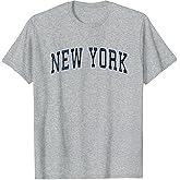New York Vintage Varsity Sports Navy Text T-Shirt