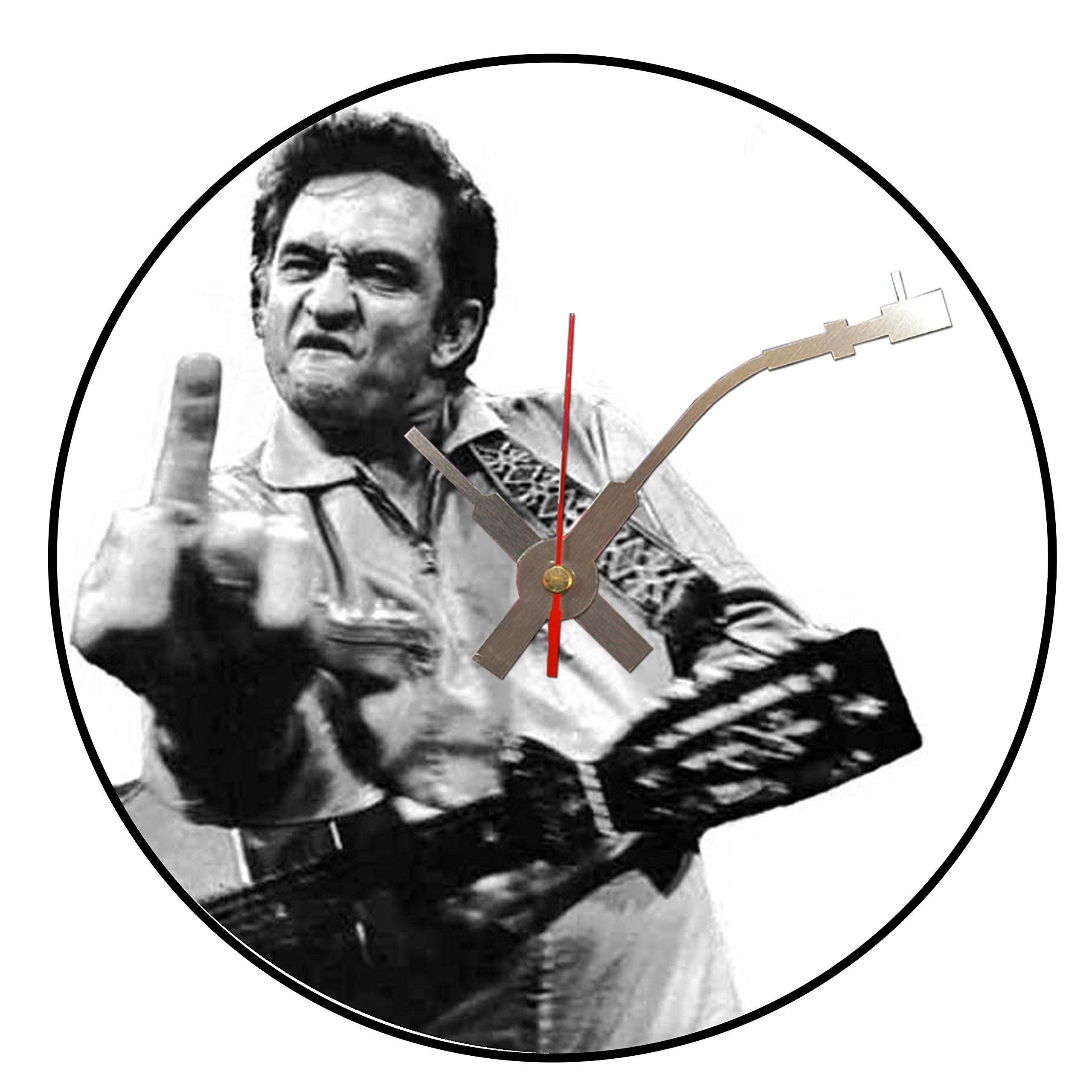 Iconic Johnny Cash, finger, San Quentin, vinyl record wall clock