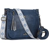Angel Kiss Crossbody Bags for Women Trendy Vegan Leather Hobo Purses Shoulder Handbags Ladies Tassel Bag with Guitar Strap
