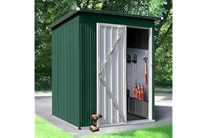 Lyromix Upgraded 5' × 3.2' Metal Outdoor Storage Shed with Door & Lock, Waterproof Garden Storage Tool Shed for Backyard Patio,Natural Green