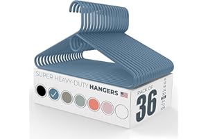 NEATIES 36pk Made in USA Super Heavy Duty Plastic Clothes Hangers Bulk | 20 30 50 100 Pack Available | Strong Plastic Hangers | Plastic Coat Hangers | Plastic Hanger for Closet and Clothing Hangars (Blue)
