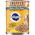 PEDIGREE Adult Canned Wet Dog Food Chopped Ground Dinner Chicken & Rice Flavor, (12) 13.2 oz. Cans