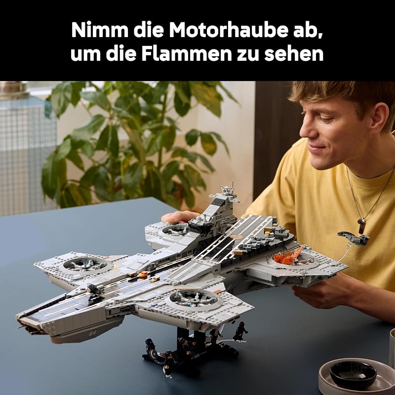 ǀ Marvel S.H.I.E.L.D.-Helicarrier - Flugzeugträger Modellbau für Erwachsene - 6 Minifiguren inkl. Captain America & Nick Fury - DIY Regaldeko - Avengers Geschenk für Fans - 76354