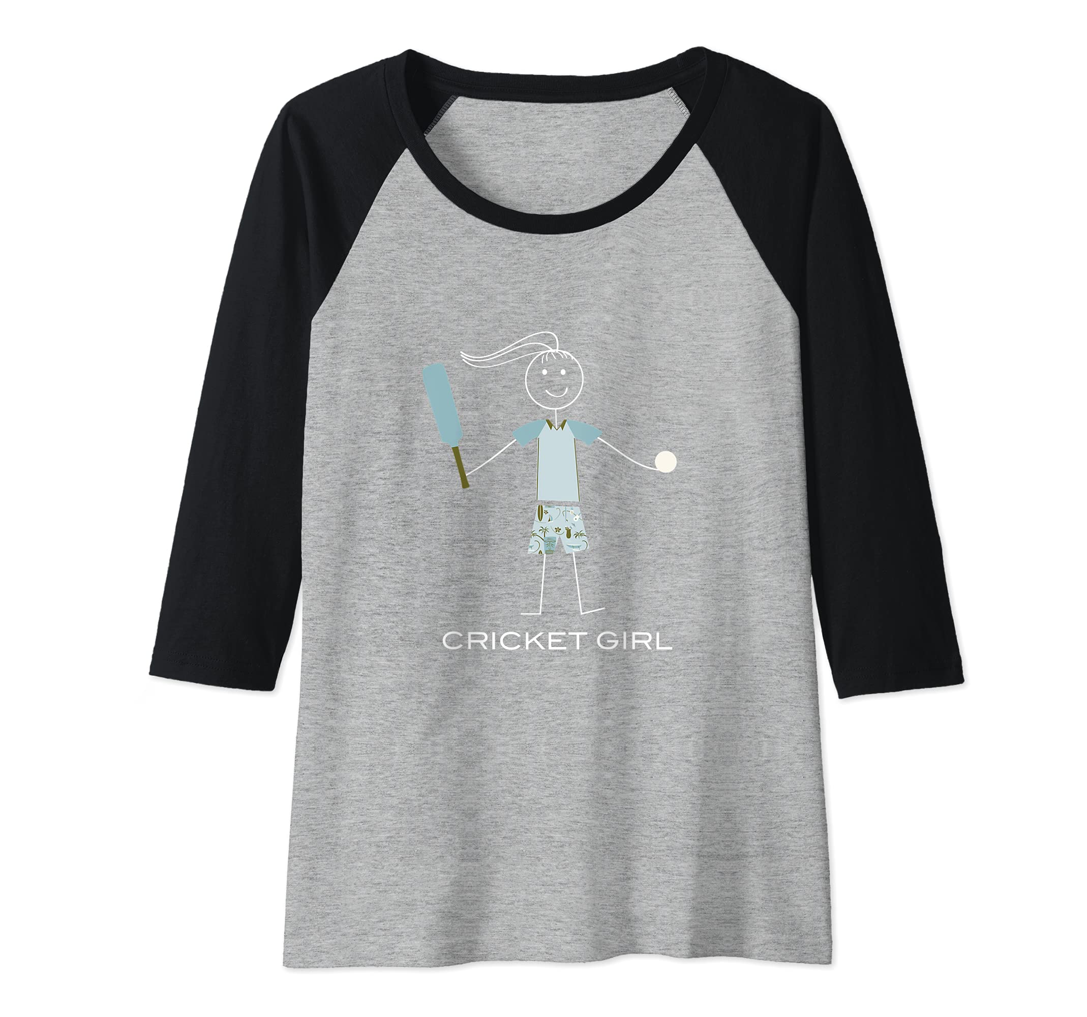 Womens Funny Womens Cricket, Girls Cricket Player Raglan Baseball Tee