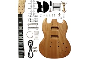 AYUBOUSA DIY Electric Guitar Kit SG Style Beginner Kits 6 String Right Handed with Mahogany Body Mahogany Neck Rosewood Fingerboard Chrome Hardware Build Your Own Guitar.