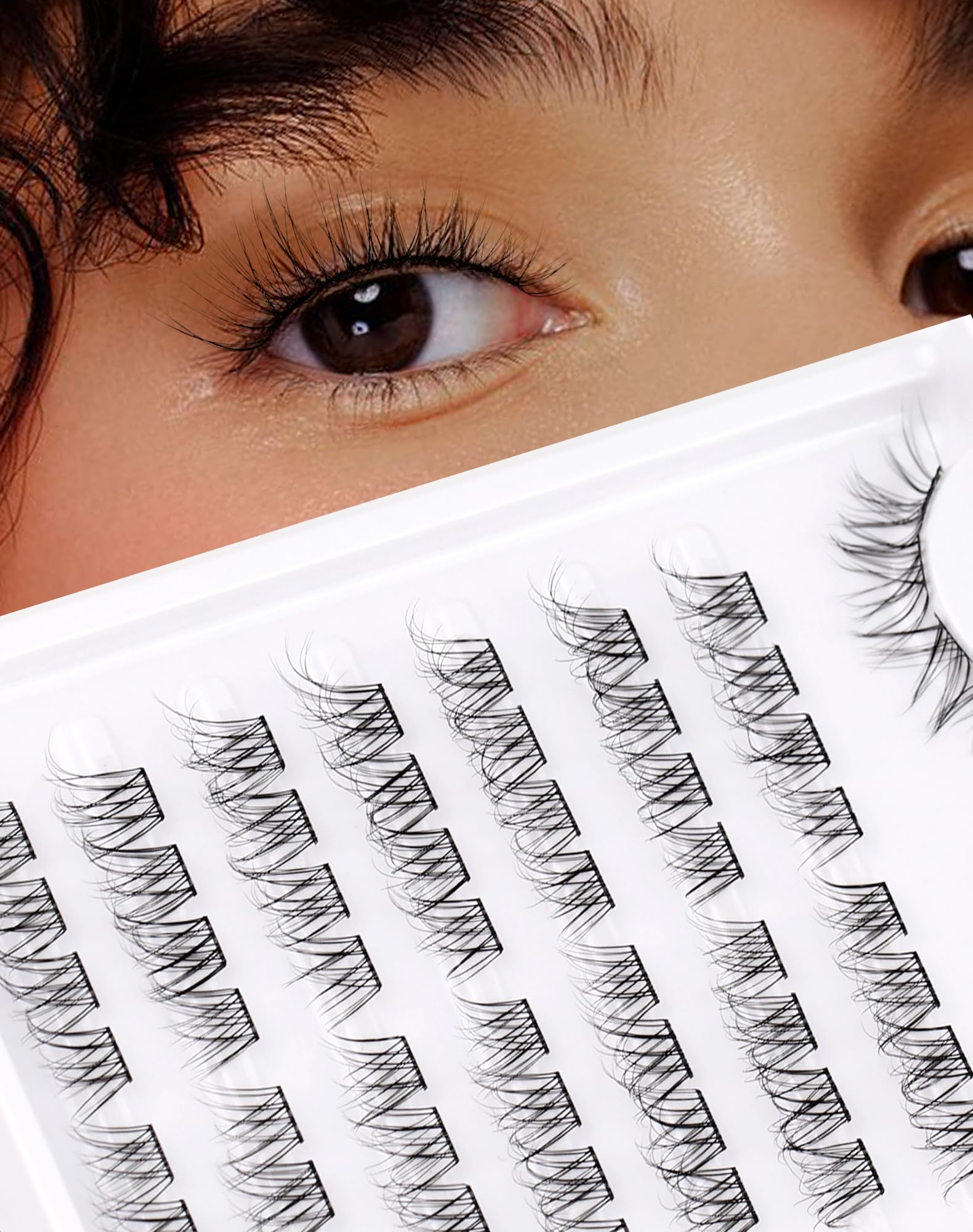 Onlyall Lash Clusters Individual Eyelashes Fluffy Natural Lashes Extension Mink False Short Eyelash Wispy (10-13MM Pre-styled-8Pair) C26 — image 1